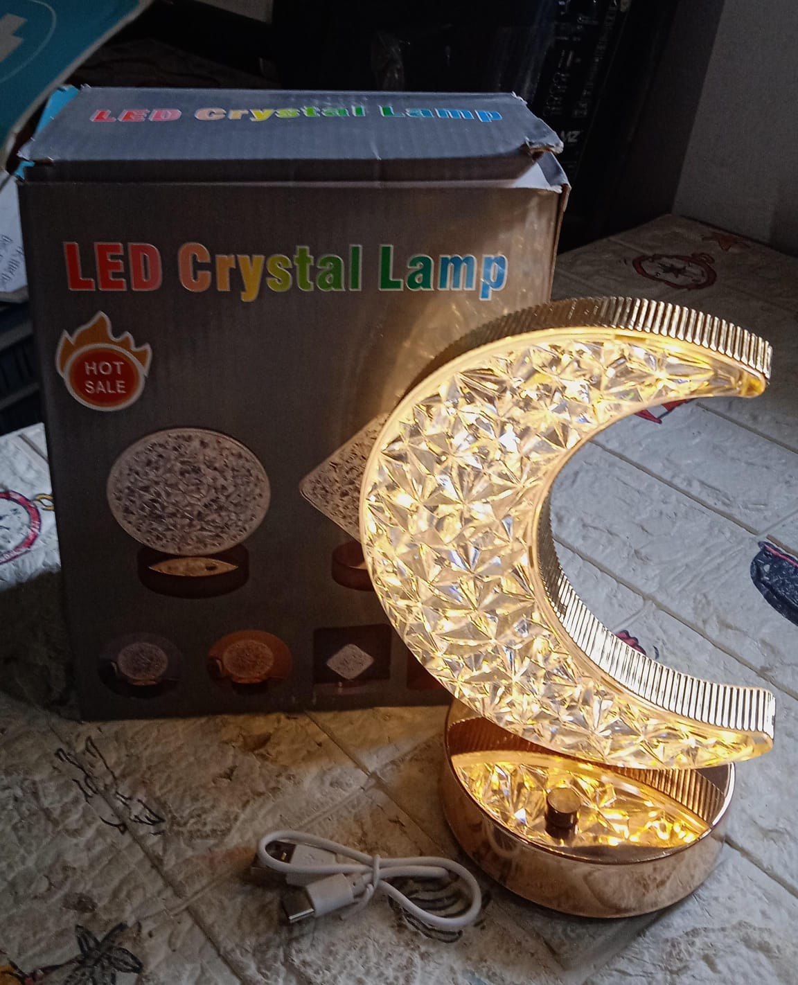 12570 Crystal Table Lamp | Moon Shape Touch Control Lamp with 3 Color | Metal Bedside Lamp for Kids Bedroom Romantic Desktop Nightstand | Stepless Dimming USB Charging Touch Night Light 12570 Crystal Table Lamp | Moon Shape Touch Control Lamp with 3 Color | Metal Bedside Lamp for Kids Bedroom Romantic Desktop Nightstand | Stepless Dimming USB Charging Touch Night Light